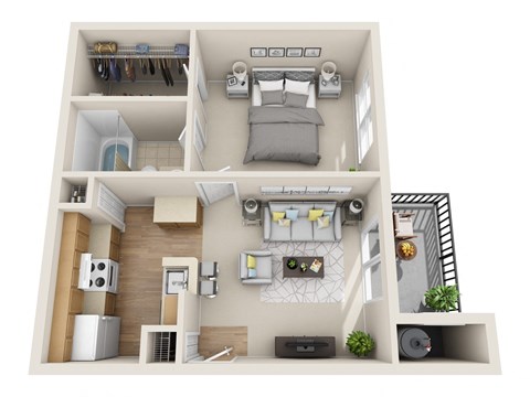 1 Bedroom | 1 Bath with Balcony